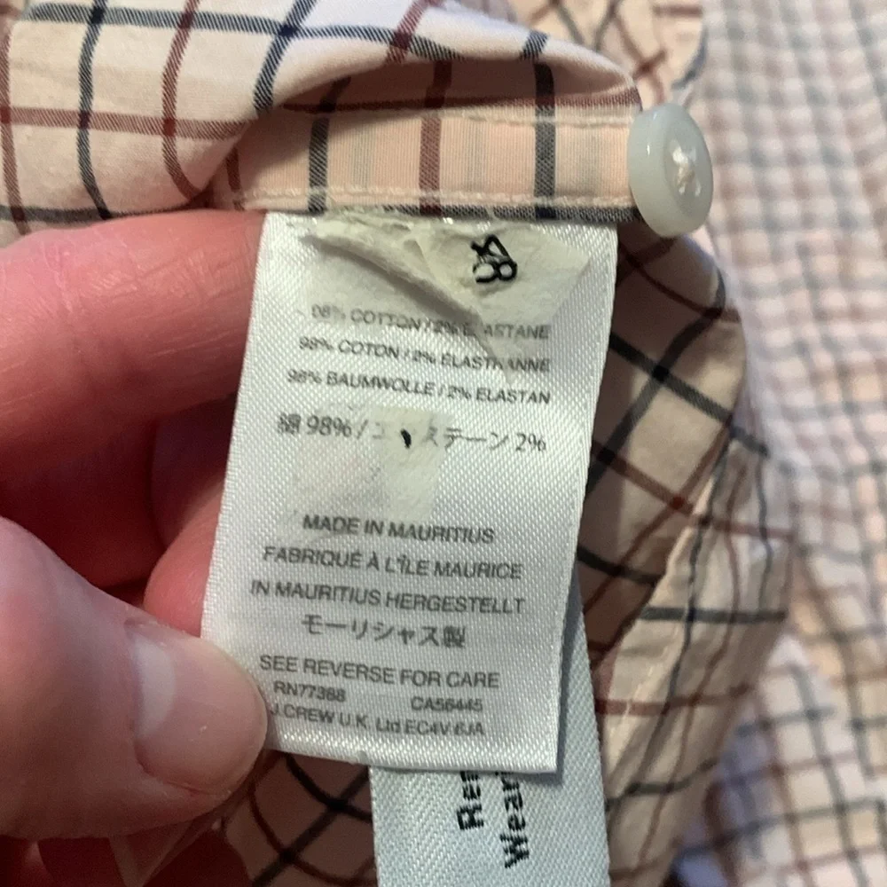 J Crew Classic Secret Wash Button Down Collared Checkered Shirt Men’s M